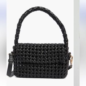 Urban Experience Braided Top Handle Black Woven Satchel